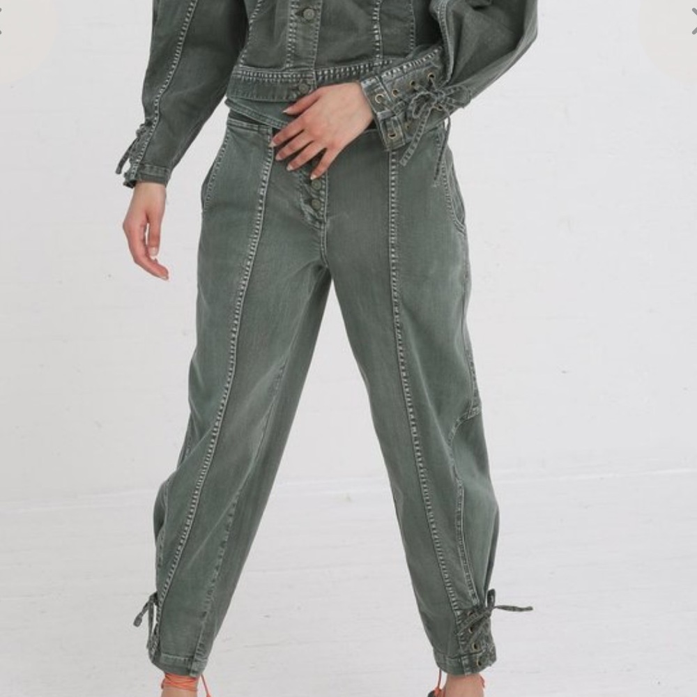 ULLA JOHNSON Kingston Cargo Jeans in Army - Size 2